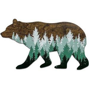 Forest Bear Wall Sign, Adventure Woodland Theme, Rustic Nursery Decor 18 x 10"